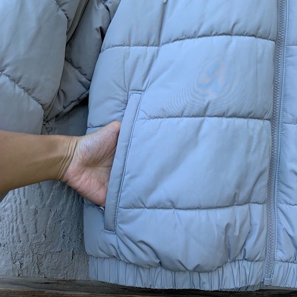 Adidas Originals light grey semi-cropped oversized zip up puffer jacket - Picture 7 of 16